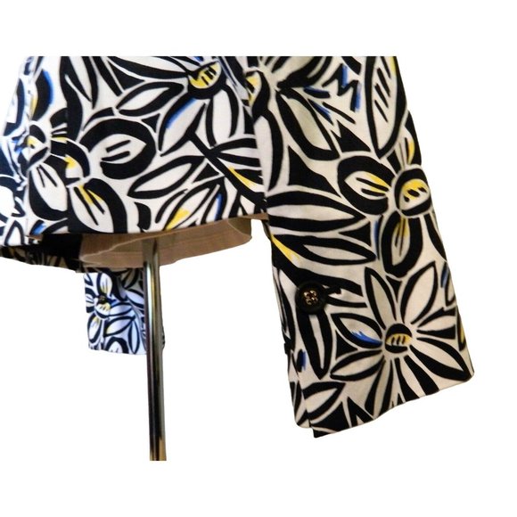 Jones Wear Floral Jacket 12 Black White Stretch Long Sleeve Single Button Lined - Picture 4 of 10